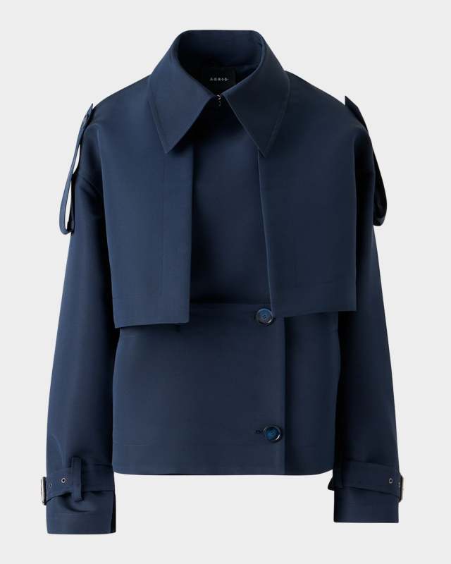 David Duo Ottoman Silk Duo Trench Coat With Bolero